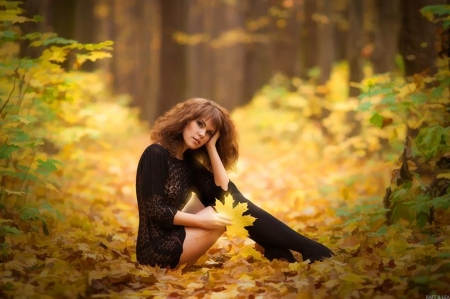 autumn girl - fall, forests, people, autumn, photography, beauty