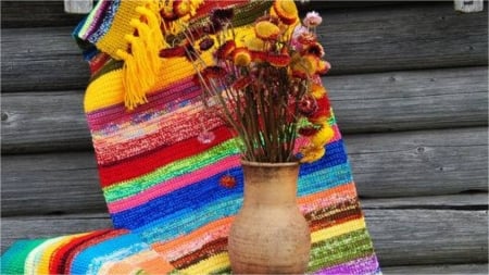 Flower pot - pots, flower, colour, chair