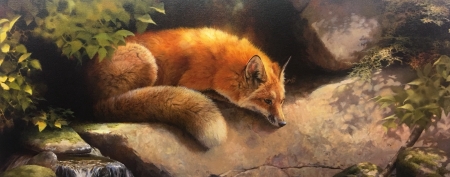 Fox - draw, vulpe, pictura, animal, fox, orange, art, painring