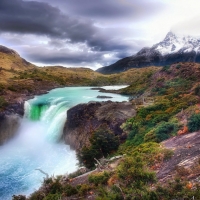 Big River Flowing Between Mountain