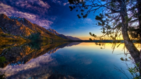 Lake Reflection - trees, nature, lake, forest, reflection, sky