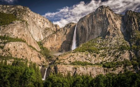 Yosemite-Falls - yosemite, rocks, water, tree, nature, falls