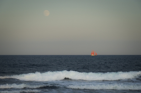 Magical Moments - moon, sea, nature, wave