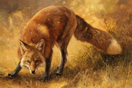 Incandescent - red, animal, fantasy, kenket, orange, vulpe, fox, art