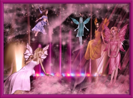 Lovely Colorful Fairies - fairy, fantasy, colors, wings