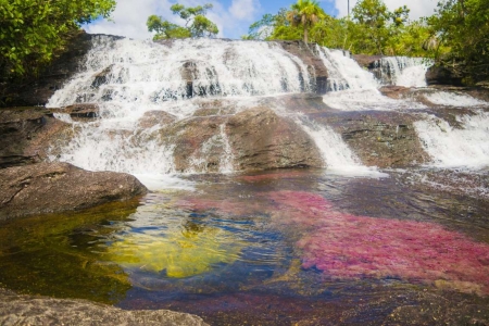 Lovely Waterfalls - trees, water, rocks, sky