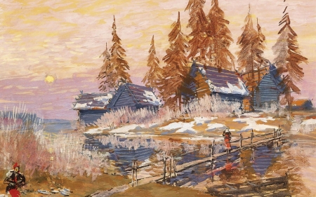 Painting - snow, paint, art, Painting