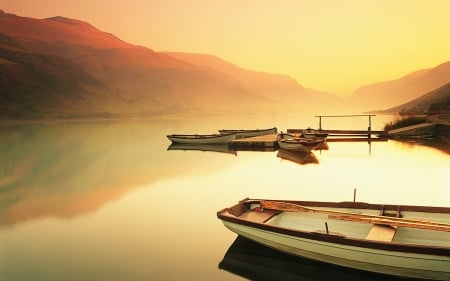 Lake - water, nature, boat, cloud, Lake, reflection, sky