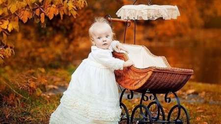 Autumn baby - leaf, autumn, girl, baby