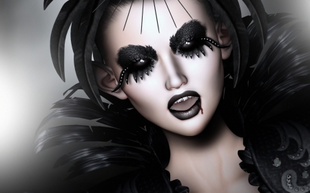 Halloween face - halloween, face, rendering, girl, luminos, black, fantasy