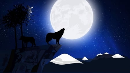 Wolf Howl - animal, moon, wolf, howl