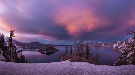 Winter Lakes - Zima, Jezioro, Drzewa, Gory