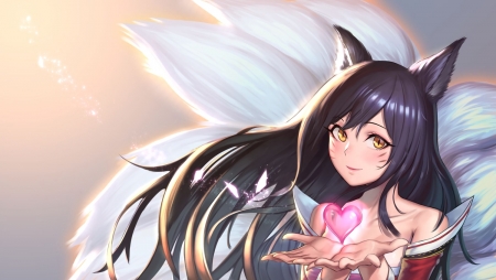 Ahri - cg, game, kitsune, anime, girl, long hair, lol, ahri