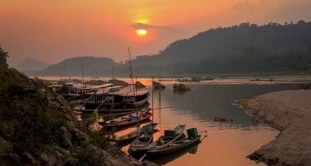 Sunset - ocean, sunset, boat, beautiful