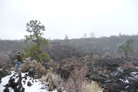 Sunset Crater Volcano - snow, volcanic, lava, lavaflow