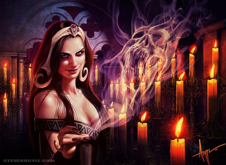 Snuff Out - witch, magic, candles, smoke, skull