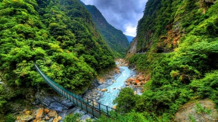 Taroko National Park,China - river, trees, nature, forest, mountains, park, sky