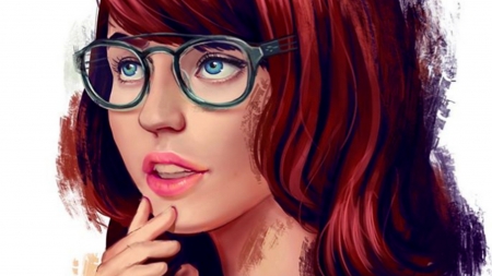 im thinking - woman, lady, girl, glasses