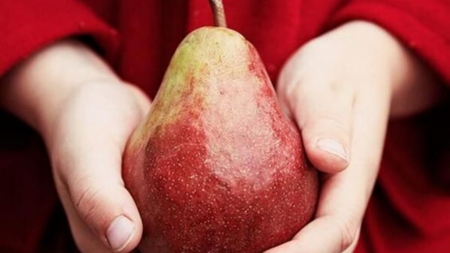 eat me - woman, hands, pear, fruit