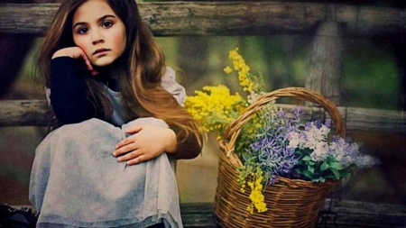 Flower girl - nature, child, girl, flower