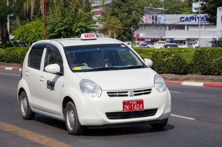 yangon taxi - taxi, street, yangon, burma