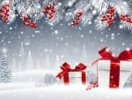 Winter background with gifts