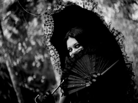 Dark Side Of You - Woman, Female, People, Model, Steampunk, Hand Fan