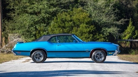 1971-Olds-442-Convertible - Olds, GM, Blue, Classic