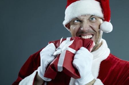 :D - hat, winter, man, christmas, santa, white, craciun, funny, red, face, gift