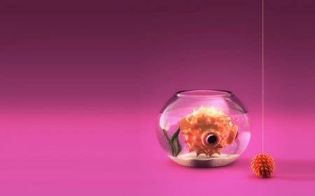 Love is blind - summer, aquarium, love, pink, orange, fantasy, reynante martinez, blind, fish, luminos