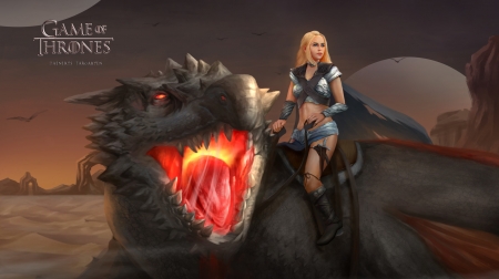 Daenerys Targaryen - game of thrones, queen, girl, daenerys targaryen, fantasy, fire, red, mother of dragons, princess, jin li