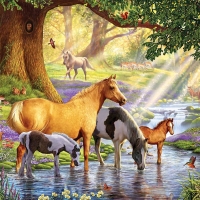 Horses by the stream