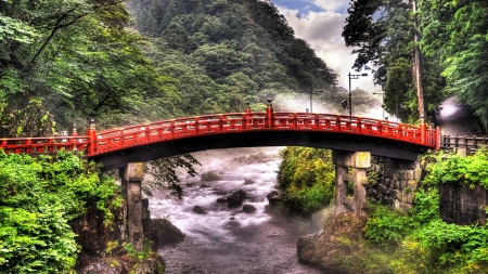 Japanese Bridge - river, japan, nature, scenery, tokyo, red, bridge, japanese