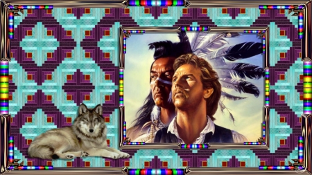 Dances With Wolves - frames, wolf, men, quilt