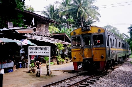 nam tok sai yok noi railway station - train, nam tok sai yok noi, railway, station, track