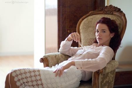 Lovely Girl - looking, woman, model, chair