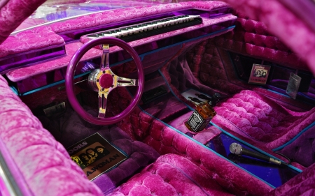 :) - car, woman, astuff, girl, interior, pink