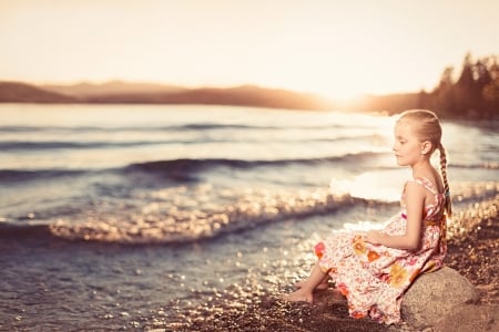 Little girl - dainty, pretty, Rock, pink, pure, child, fair, princess, face, nice, bonny, kid, childhood, beauty, baby, Hair, Belle, comely, white, nature, sunset, green, cute, wallpaper, people, blonde, sit, sky, DesktopNexus, sightly, beautiful, photography, sea, girl, lovely, sweet, tree, little, adorable, feet