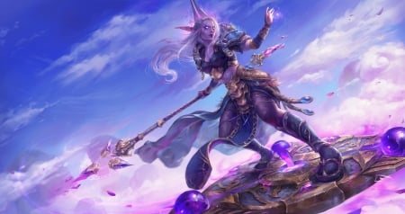 Mage - girl, astri lohne, luminos, pink, blue, mage, fantasy