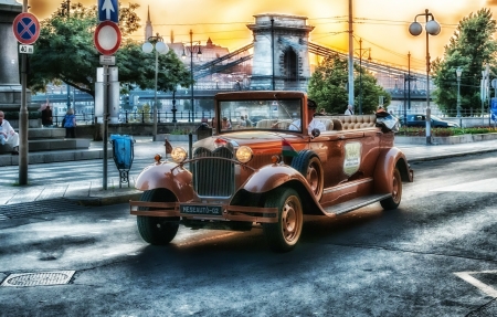 Taxi from Hungary - taxi, hungary, car, red, old