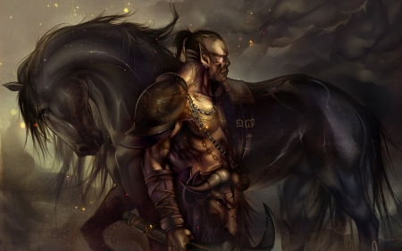 Warrior and horse - Fantasy & Abstract Background Wallpapers on Desktop ...