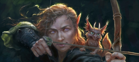 Archer - familiar, elf, fantasy, elxi ameyn, archer, man, art, luminos