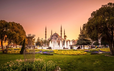 Blue Mosque - blue mosque, fountain, architecture, coolfun, religious