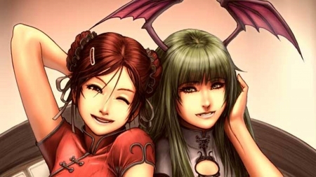 Chun-Li And Morrigan - darkstalkers, capcom, street fighter, chun-li, other, morrigan