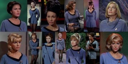 Original Star Trek Actresses That Wore Blue - star trek, sally kellerman, tos, original star trek, lt charlene masters, marianna hill, leslie parrish, janet maclachlan, majel barrett