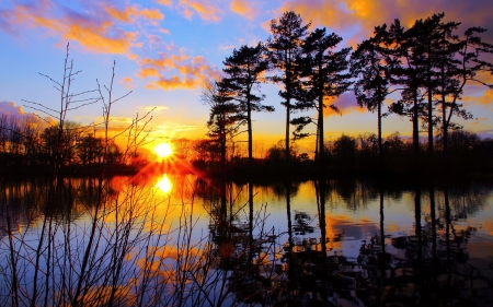 Nature Sunrise - clouds, sunset, nature, landscape, sunrise, silhouette