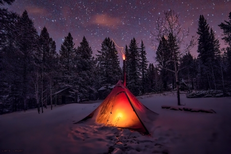 Winter Camp - winter, nature, snow, camp