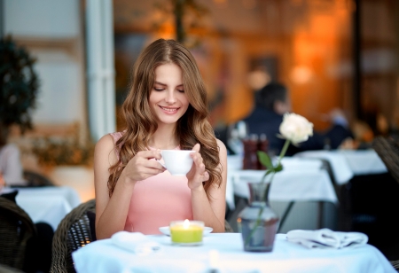 Lovely Girl - woman, table, smile, model