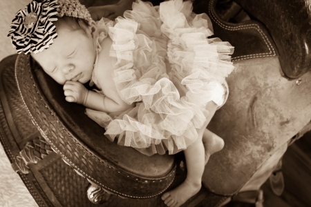 Baby cowgirl - hat, cowgirl, child, copil, sleep, horse, baby, tutu, cute