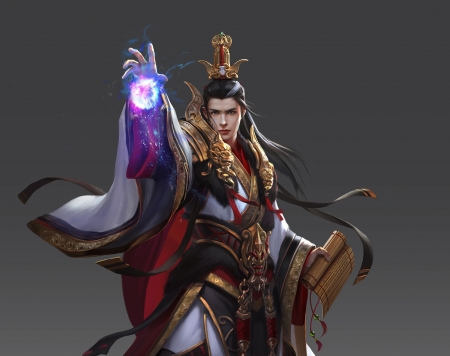 Mage - luminos, man, wizard, hand, li miao, mage, prince, fantasy